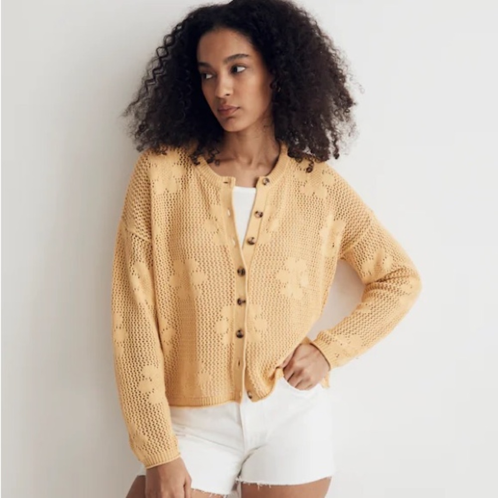 Madewell Floral Open-Stitch Cardigan Sweater